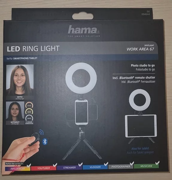 Vand lampa circulara LED Hama cu stativ reglabil, complet noua si sigilata